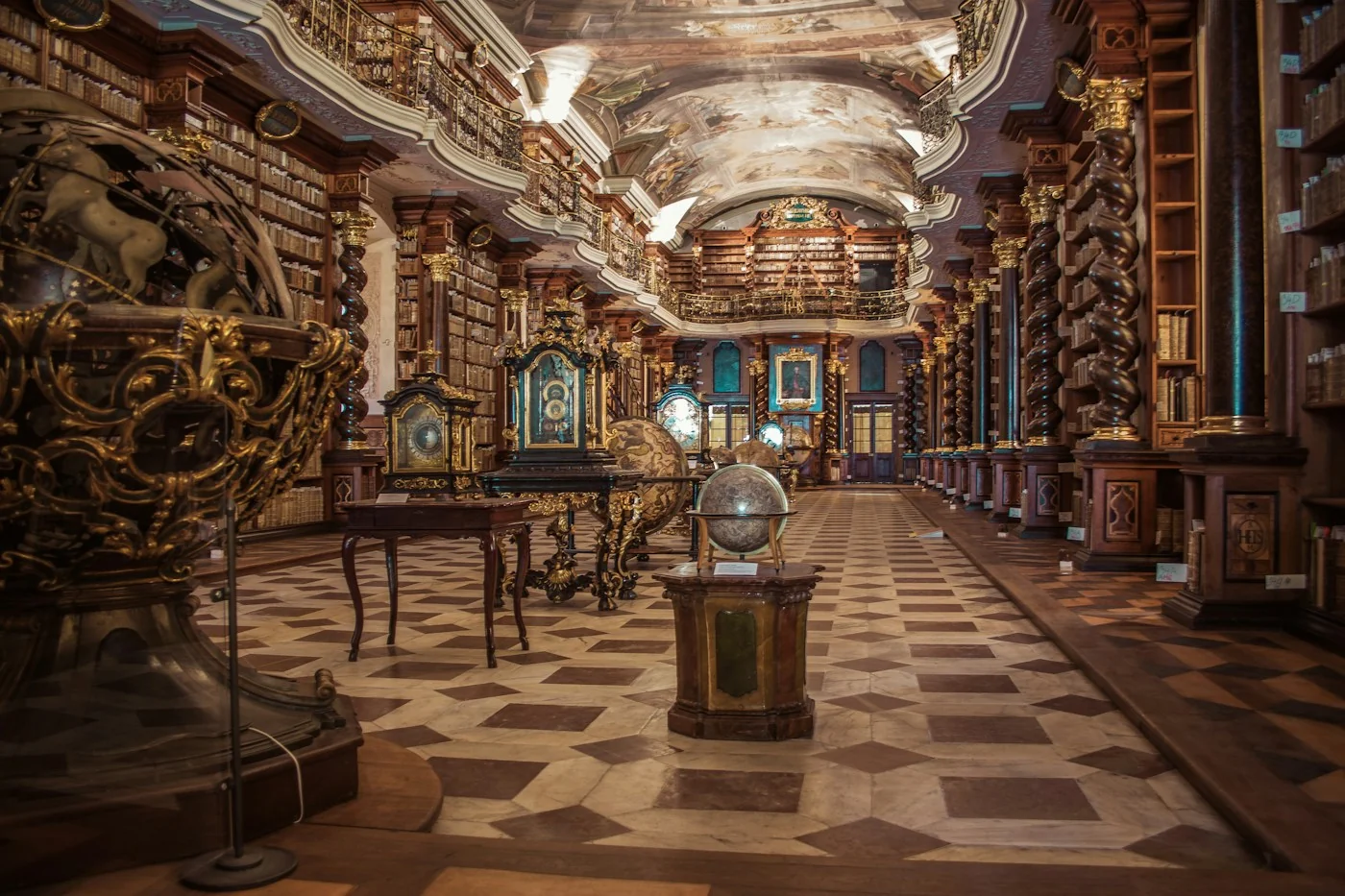 A university library with historic bookshelves